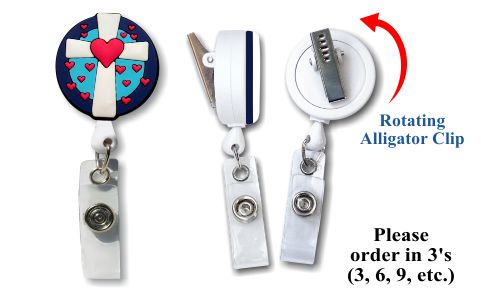 Retractable Badge Holder with 3D Rubber Cross