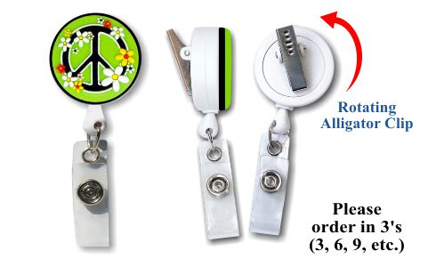 Retractable Badge Holder with 3D Rubber Peace Sign