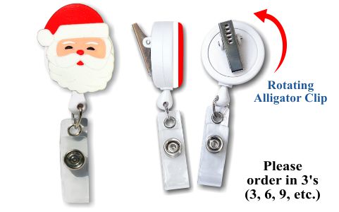 Retractable Badge Holder with 3D Santa