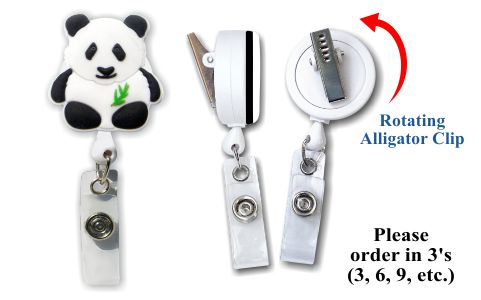 Retractable Badge Holder with 3D Rubber Panda