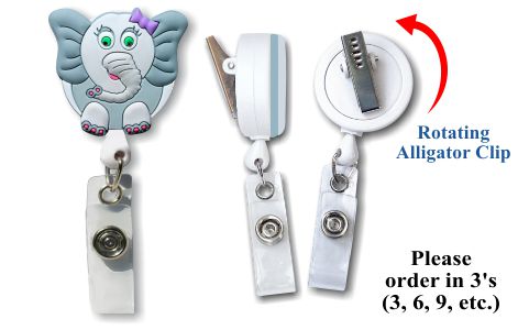 Retractable Badge Holder with 3D Rubber Elephant