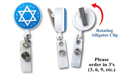 Retractable Badge Holder with 3D Rubber Star of David