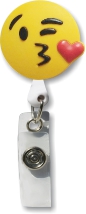 Retractable Badge Holder with 3D Rubber Kiss Emoji