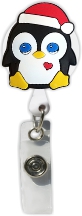 Retractable Badge Holder with 3D Rubber Xmas Penguin