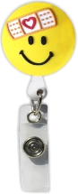 Retractable Badge Holder with 3D Rubber Bandage Smiley