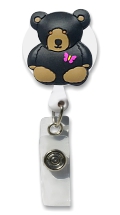 Retractable Badge Holder with 3D Rubber Black Bear