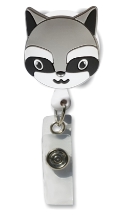 Retractable Badge Holder with 3D Rubber Raccoon