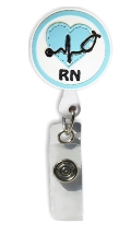 Retractable Badge Holder with 3D Rubber RN Heart