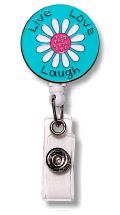 Retractable Badge Holder with ENAMEL Live Love Laugh