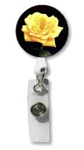 Retractable Badge Holder with Photo Metal: Yellow Rose