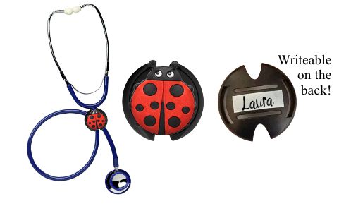 Stethoscope ID Tags with Soft 3D Rubber Ladybugs