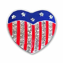 Load image into Gallery viewer, SP-003 Flag Heart Sparkle Rhinestone Badge Holder
