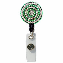 Load image into Gallery viewer, BH-102 Green and Clear Rhinestones Badge Holder - Pack of 3
