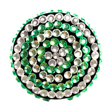 Load image into Gallery viewer, BH-102 Green and Clear Rhinestones Badge Holder - Pack of 3
