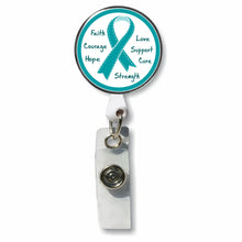Load image into Gallery viewer, PM-1043 Teal Ribbon Photo Metal Badge Holder - Pack of 3
