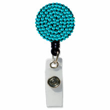 Load image into Gallery viewer, BH-104 Blue Rhinestones Badge Holder - Pack of 3

