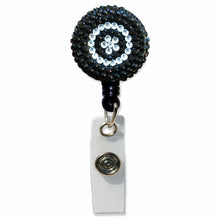 Load image into Gallery viewer, BH-105 Black and Clear Rhinestones Badge Holder - Pack of 3

