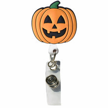 Load image into Gallery viewer, BH-158 Jack-o-Lantern 3D Rubber Badge Holder - Pack of 3
