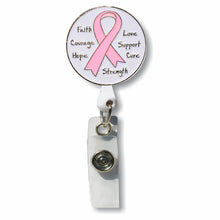 Load image into Gallery viewer, BH-401 Enamel Pink Ribbon Badge Holder - Pack of 3

