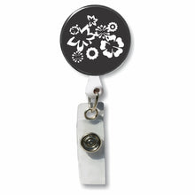 Load image into Gallery viewer, PM-885 Black &amp; White Flowers Photo Metal Badge Holder - Pack of 3
