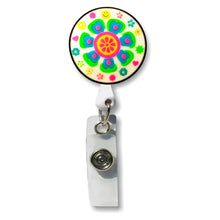 Load image into Gallery viewer, BH-097 White Retro Flower 3D Rubber Badge Holder - Pack of 3
