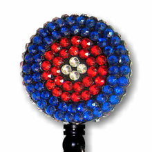 Load image into Gallery viewer, BH-108 Red Clear Blue Rhinestones Badge Holder - Pack of 3
