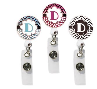 Retractable Badge Holder with ENAMEL Letter D