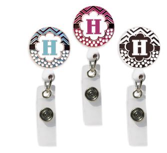Retractable Badge Holder with ENAMEL Letter H