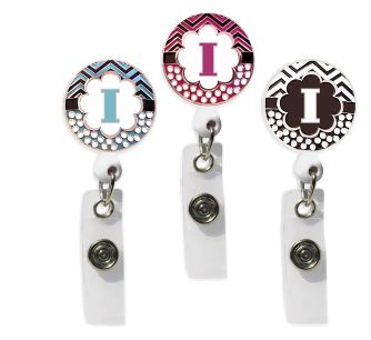 Retractable Badge Holder with ENAMEL Letter I