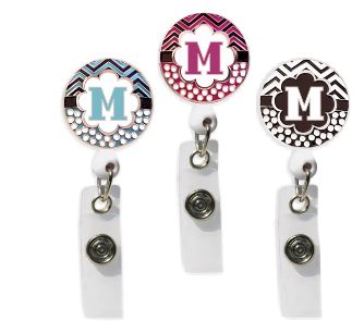 Retractable Badge Holder with ENAMEL Letter M