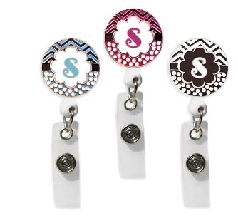 Retractable Badge Holder with ENAMEL Letter S