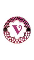 Retractable Badge Holder with ENAMEL Letter V