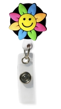 Retractable Badge Holder with Smiley Flower