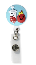 Retractable Badge Holder with Syringe and Droplet