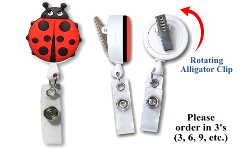 Retractable Badge Holder with Soft 3D Rubber: Ladybug