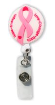 Retractable Badge Holder with Pink Ribbon
