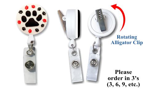 Retractable Badge Holder with Soft 3D Rubber Paw Print