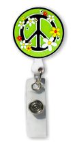 Retractable Badge Holder with Rubber Peace Sign