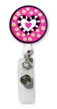 Retractable Badge Holder with Rubber Hearts