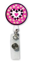 Retractable Badge Holder with 3D Rubber Hearts