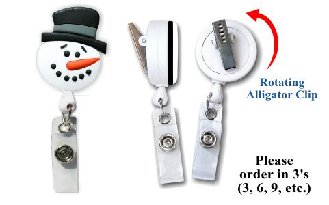 Retractable Badge Holder with 3D Snowman