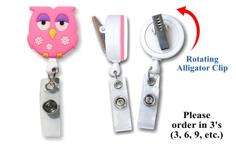 Retractable Badge Holder with 3D Owl