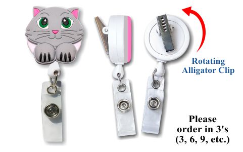 Retractable Badge Holder with 3D Rubber Cat