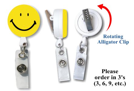 Retractable Badge Holder with 3D Rubber Smiley