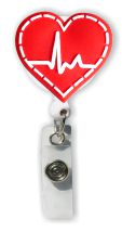 Retractable Badge Holder with 3D Rubber EKG Heart