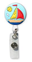Retractable Badge Holder with Sailboat