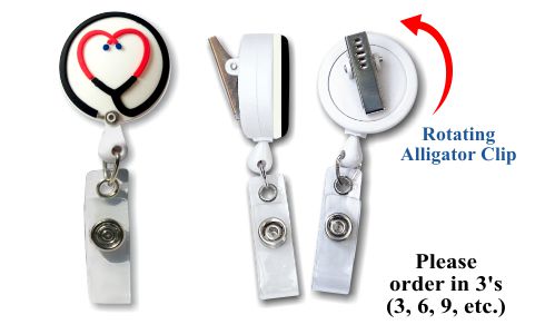 Retractable Badge Holder with 3D Rubber Stethoscope