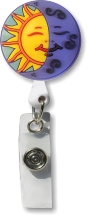 Retractable Badge Holder with 3D Rubber Sun & Moon