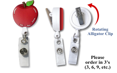 Retractable Badge Holder with 3D Rubber Apple