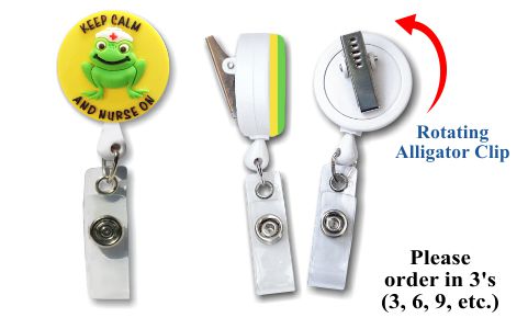 Retractable Badge Holder with 3D Rubber Nurse Frog